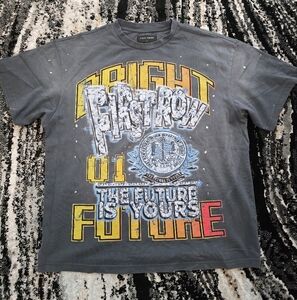 First Row The Future Is Yours grey and yellow tee with crystallized detail